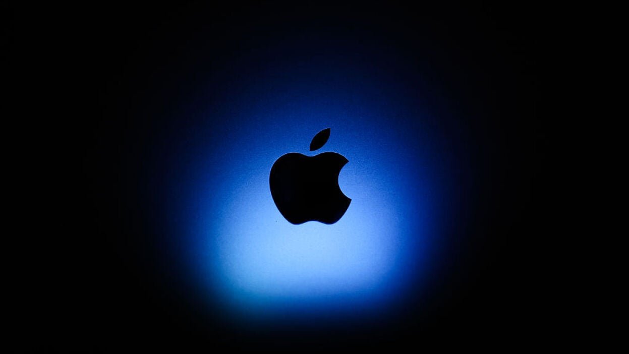 Apple logo against black background