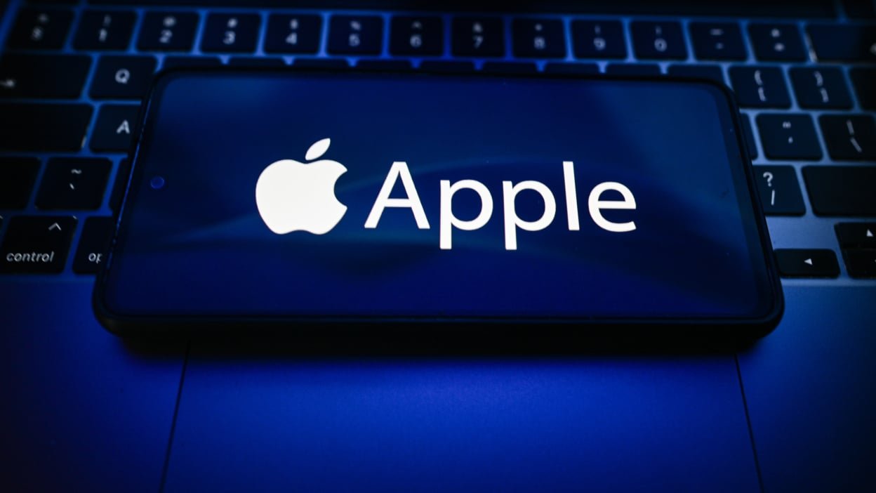 Apple logo displayed on an iPhone.