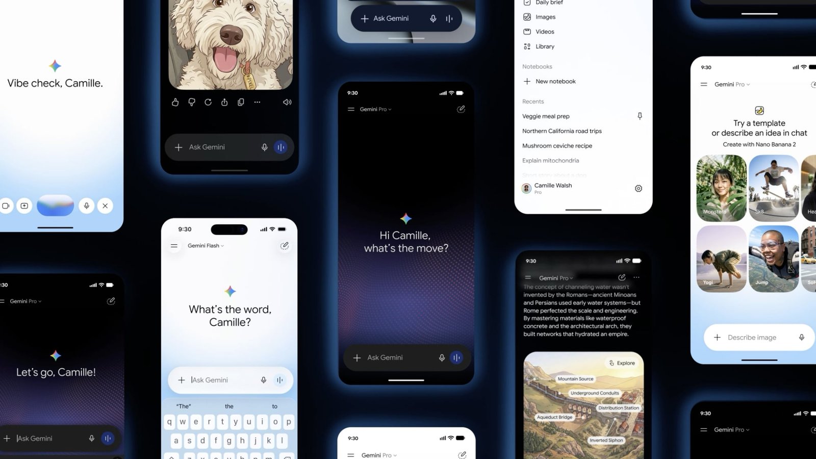 collage of neural expressive design elements in gemini app