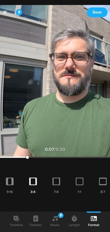 screenshot of edit mode in gopro quik app